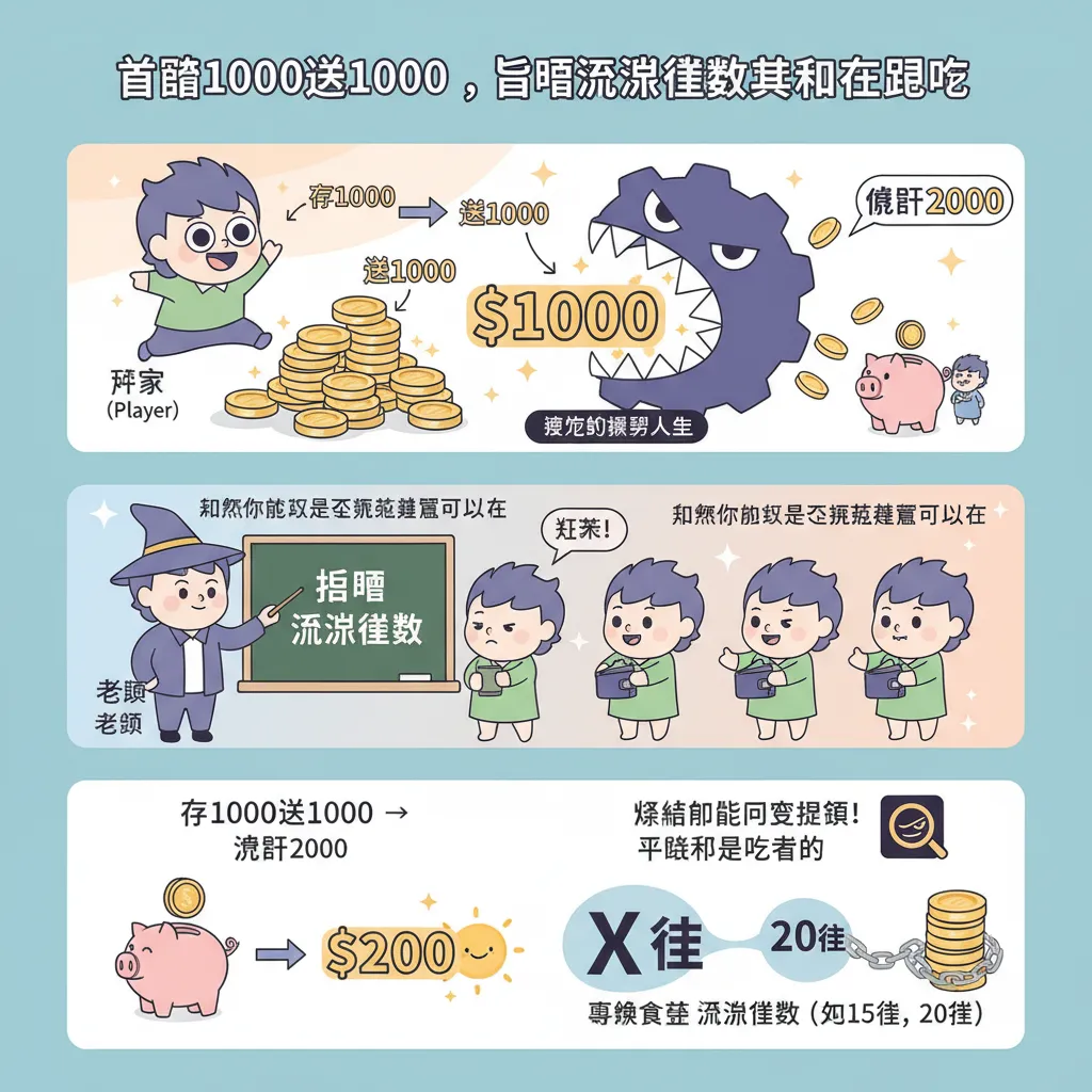 首儲1000送1000，搞懂流水倍數纔不會被咬